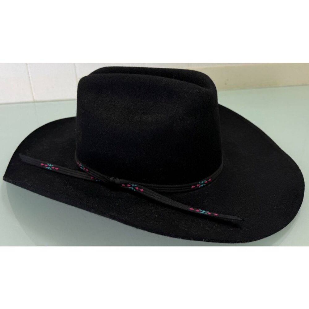 Eddy Bros Western Hat 6 7/8 Cowboy Southwest 100% Wool Black Made In USA